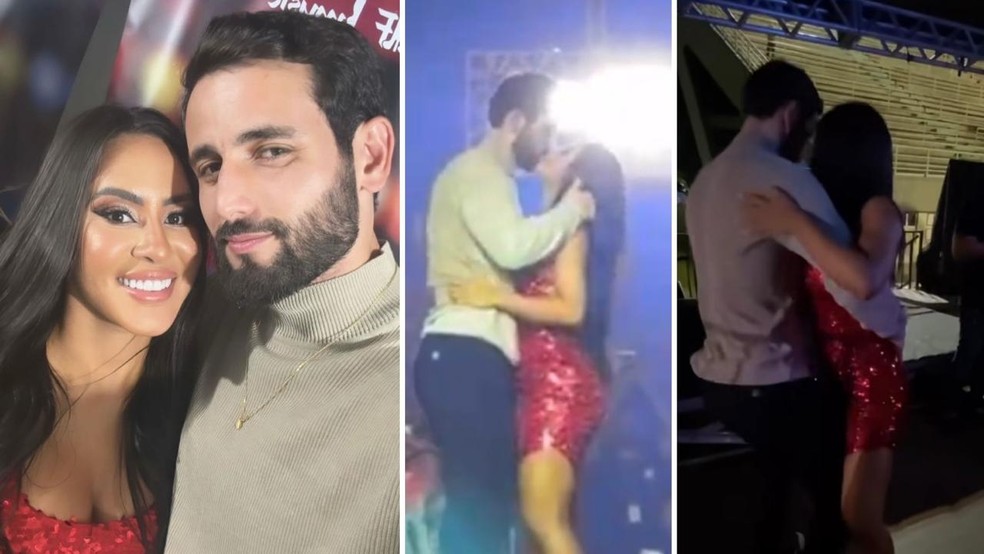Ex-BBBs Isabelle e Matteus dançam coladinhos e se beijam no show de Joelma em Manaus — Foto: Reprodução/Instagram