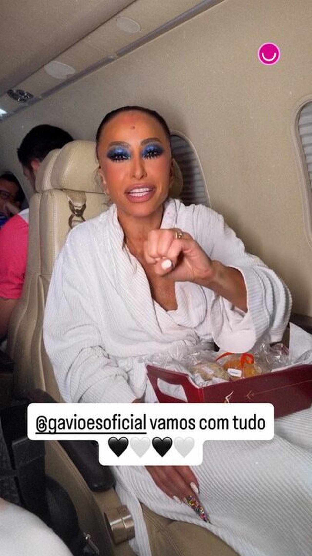 Gaviões da Fiel entra na Avenida sem Sabrina Sato; apresentadora posta no jatinho