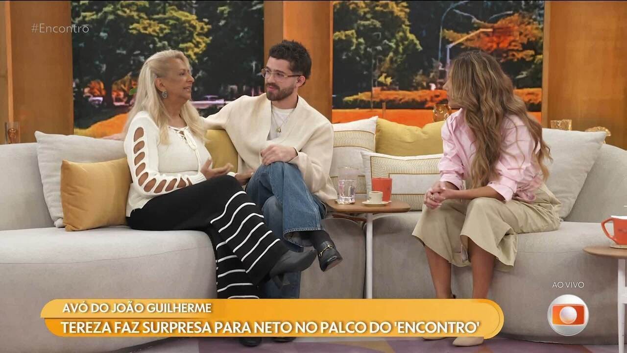 João Guilherme é surpreendido pela avó no Encontro e cita rede de apoio familiar: 'Um dos grandes pilares'