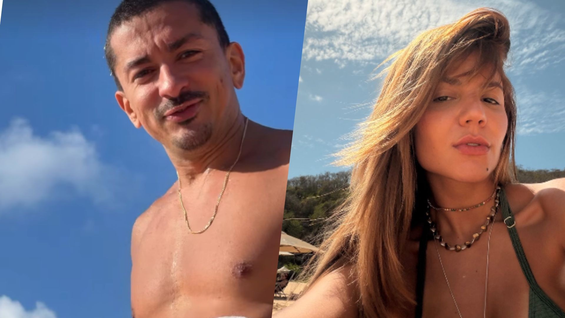 Hariany Almeida e namorado se surpreendem com tubarões em Fernando de Noronha