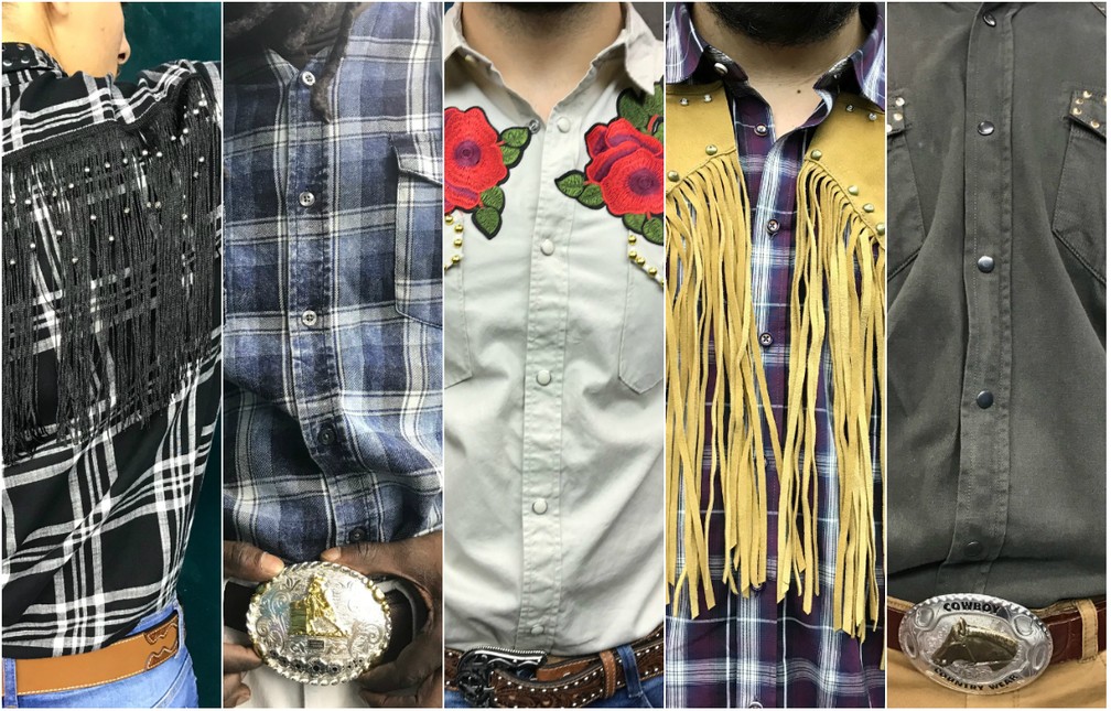 Looks dos homens para o balad o sertanejo t m franjas e fivel es