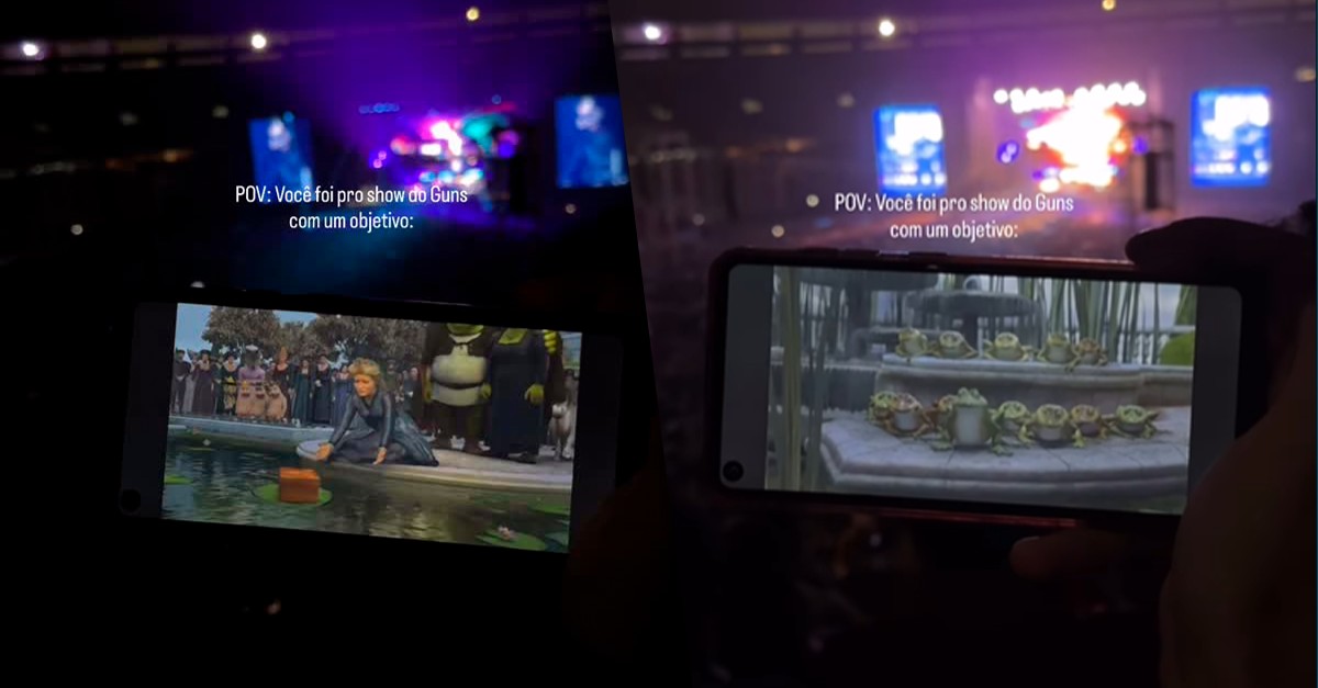 Fã viraliza ao juntar apresentação do Guns N' Roses com cena icônica de 'Shrek' durante show da banda