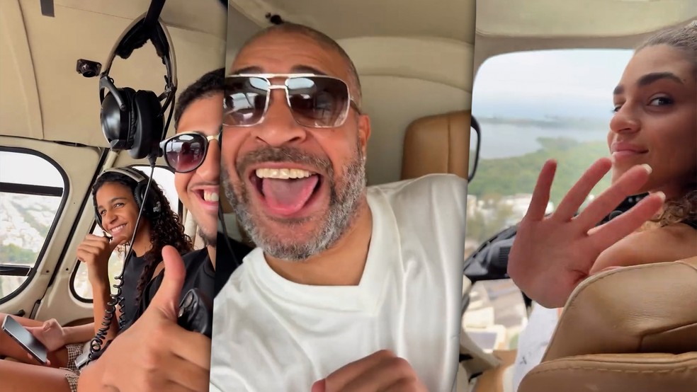 Adriano Imperador faz passeio de helicóptero com os filhos na véspera do Dia dos Pais — Foto: Reprodução/Instagram