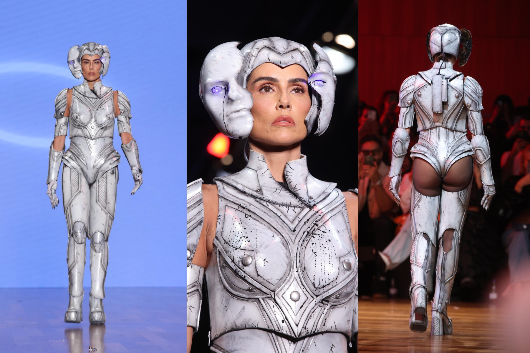 Com look futurista, Deborah Secco encerra terceiro dia de desfile do SPFW