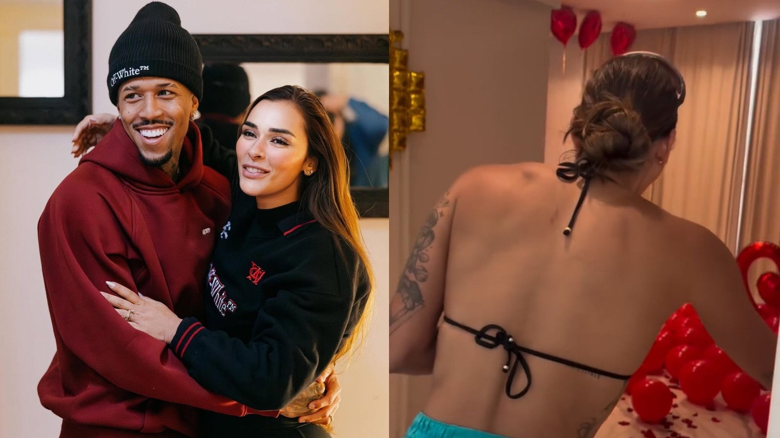 Eder Militão surpreende Tainá com surpresa de Valentine's Day: 'É sobre estar presente'