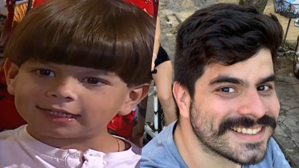 Antes e depois de Pedro Agum, o Fafá de Era Uma Vez... — Foto: Reprodução/Globo/X
