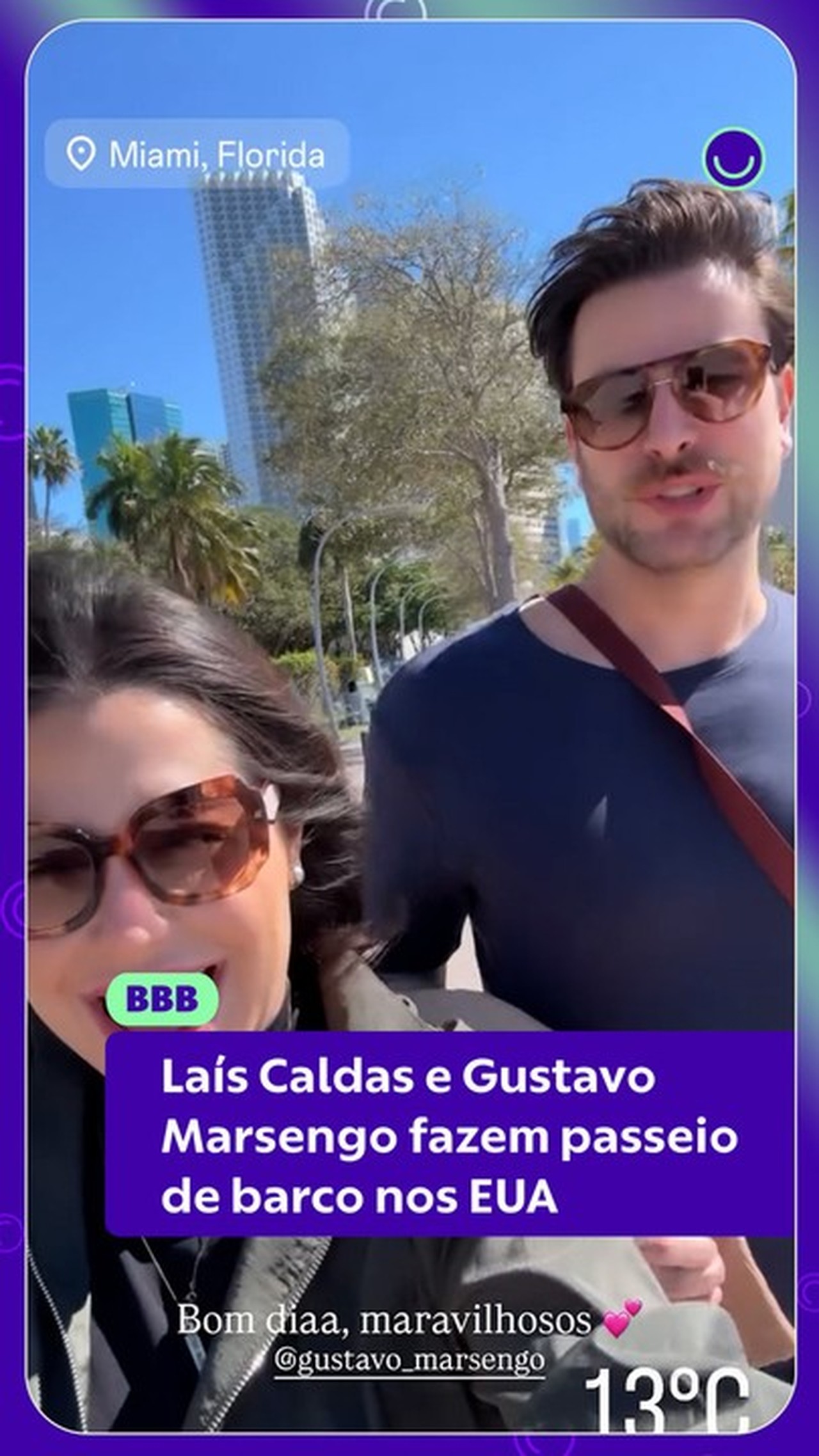 Lais Caldas abre álbum de fotos com Gustavo Marsengo em Miami e se declara: 'Me ame para sempre'