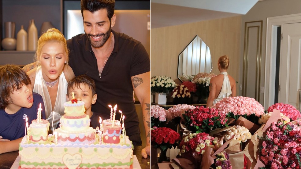 Andressa Suita comemora aniversário em família com festa repleta de flores — Foto: Reprodução/Instagram