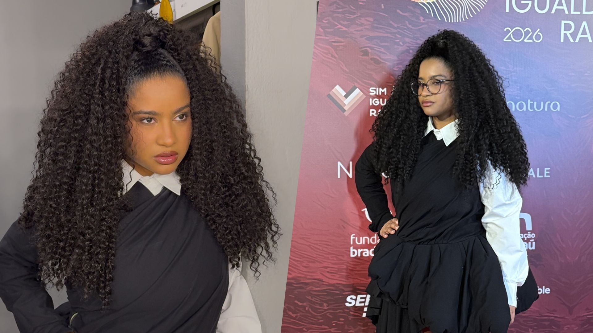 Milena, do BBB 26, muda o visual e surge de cabelão no Prêmio Sim à Igualdade Racial