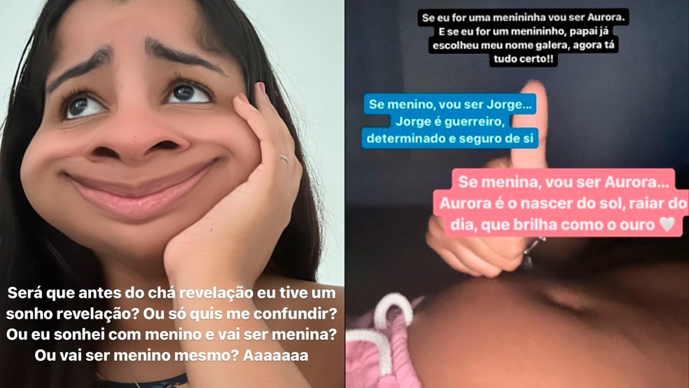 Ary Mirelle conta que teve sonho com chá revelação e escolhe nomes para o bebê — Foto: Reprodução/Instagram 