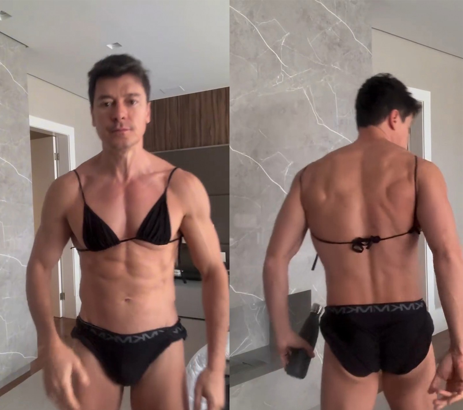 Rodrigo Faro ousa em trend com biquíni e diverte a web; veja!