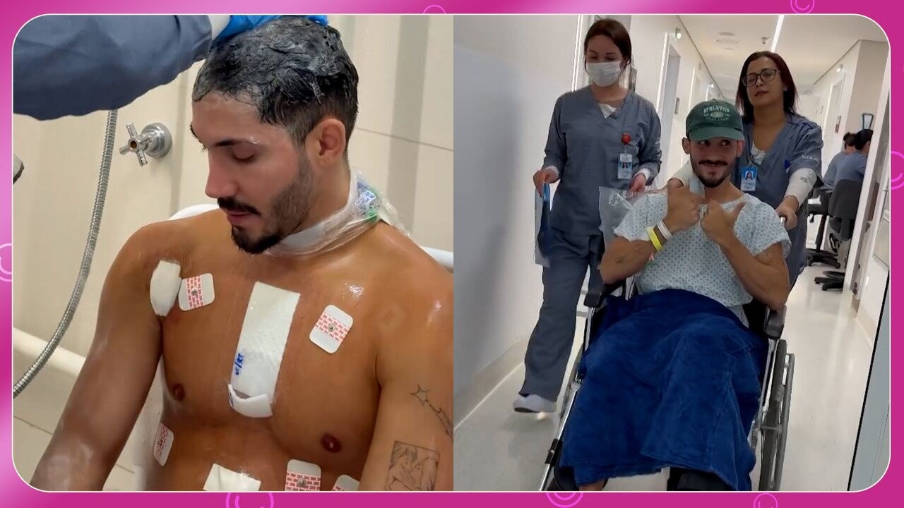 Após sofrerem atentado, Vittor Fernando e Gabriel Fuentes curtem desfile no Rio