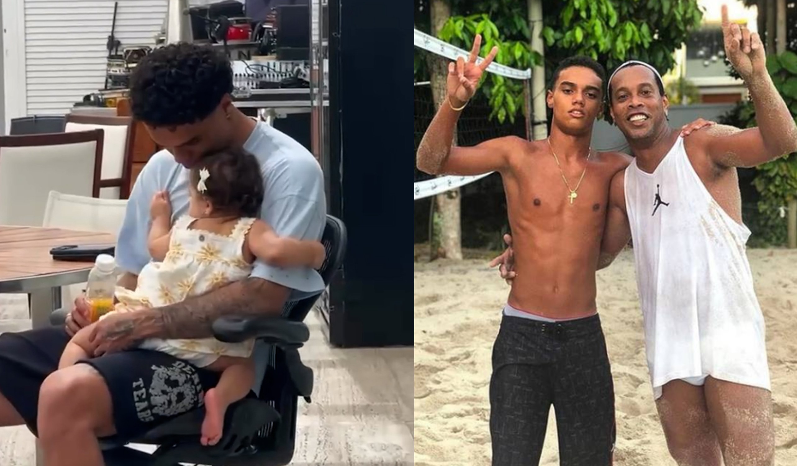 Vovô coruja! Ronaldinho Gaucho faz vídeo fofo da neta e do filho
