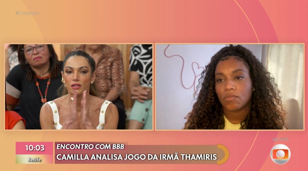 Camilla fala sobre a saída de Thamiris do BBB 25 — Foto: Globo