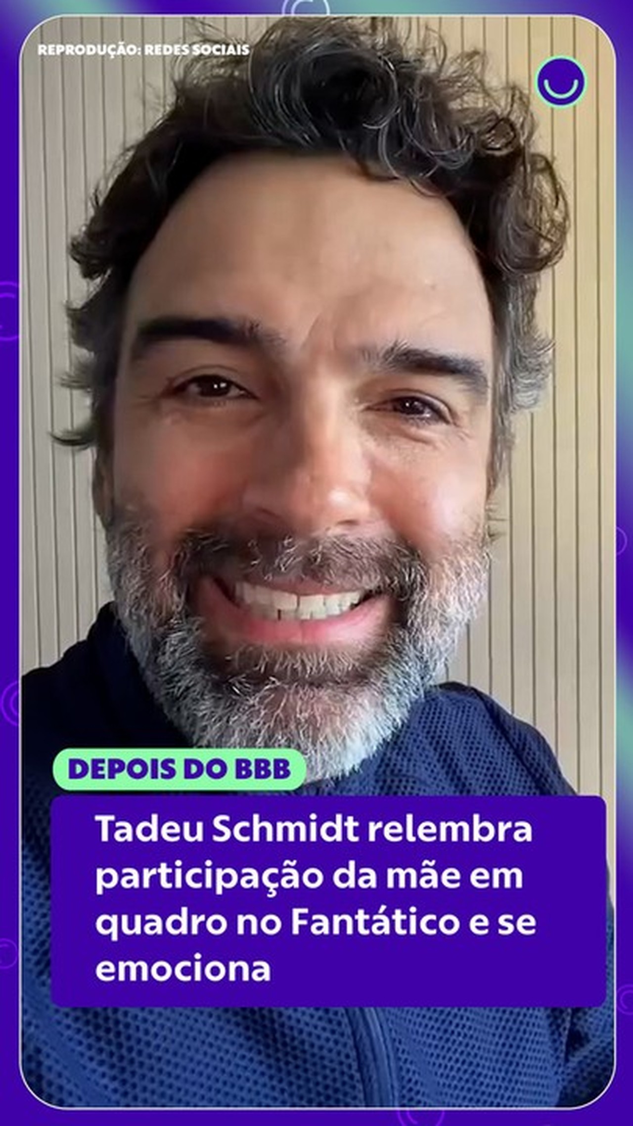 Tadeu Schmidt relembra participação da mãe em quadro no Fantático e se emociona: 'Topava tudo'