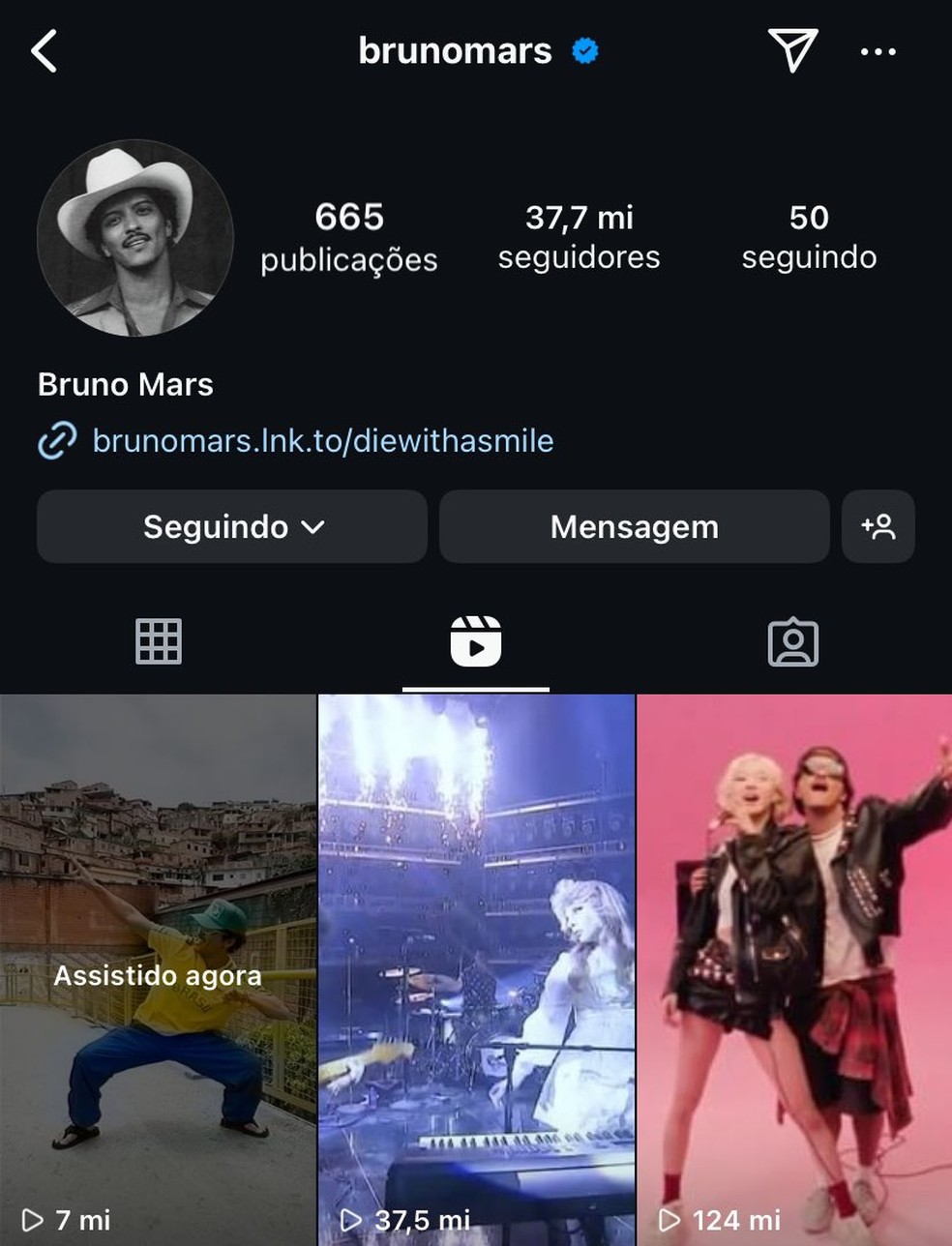 Vídeo de Bruno Mars viraliza nas redes — Foto: Reprodução/Instagram