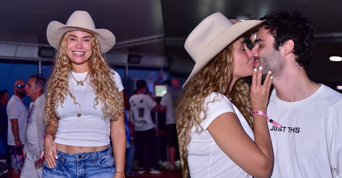 Sarah Andrade beija namorado francês durante viagem de cruzeiro