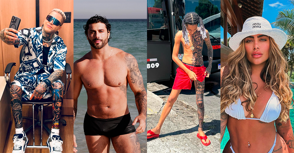 Igor Kannário, Jesus Luz, Oruam e Rafaella Santos: famosos têm recorrido a anestesia geral para realizar tatuagens — Foto: Reprodução/Instagram