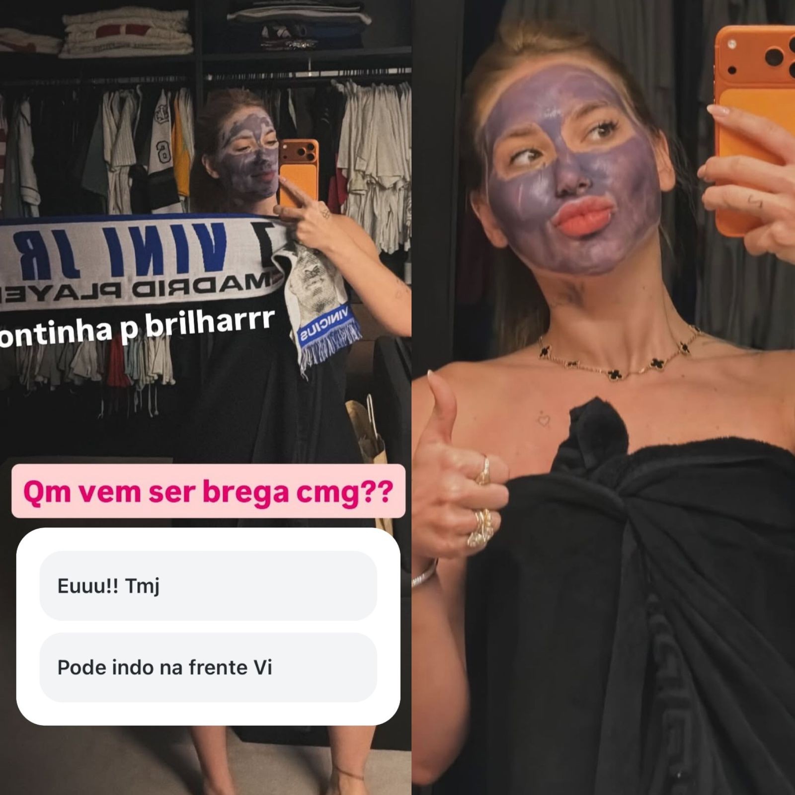 Virginia se prepara para jogo de Vini Jr. e brinca que vai levar faixa e ficar gritando: 'Adoro ser brega'