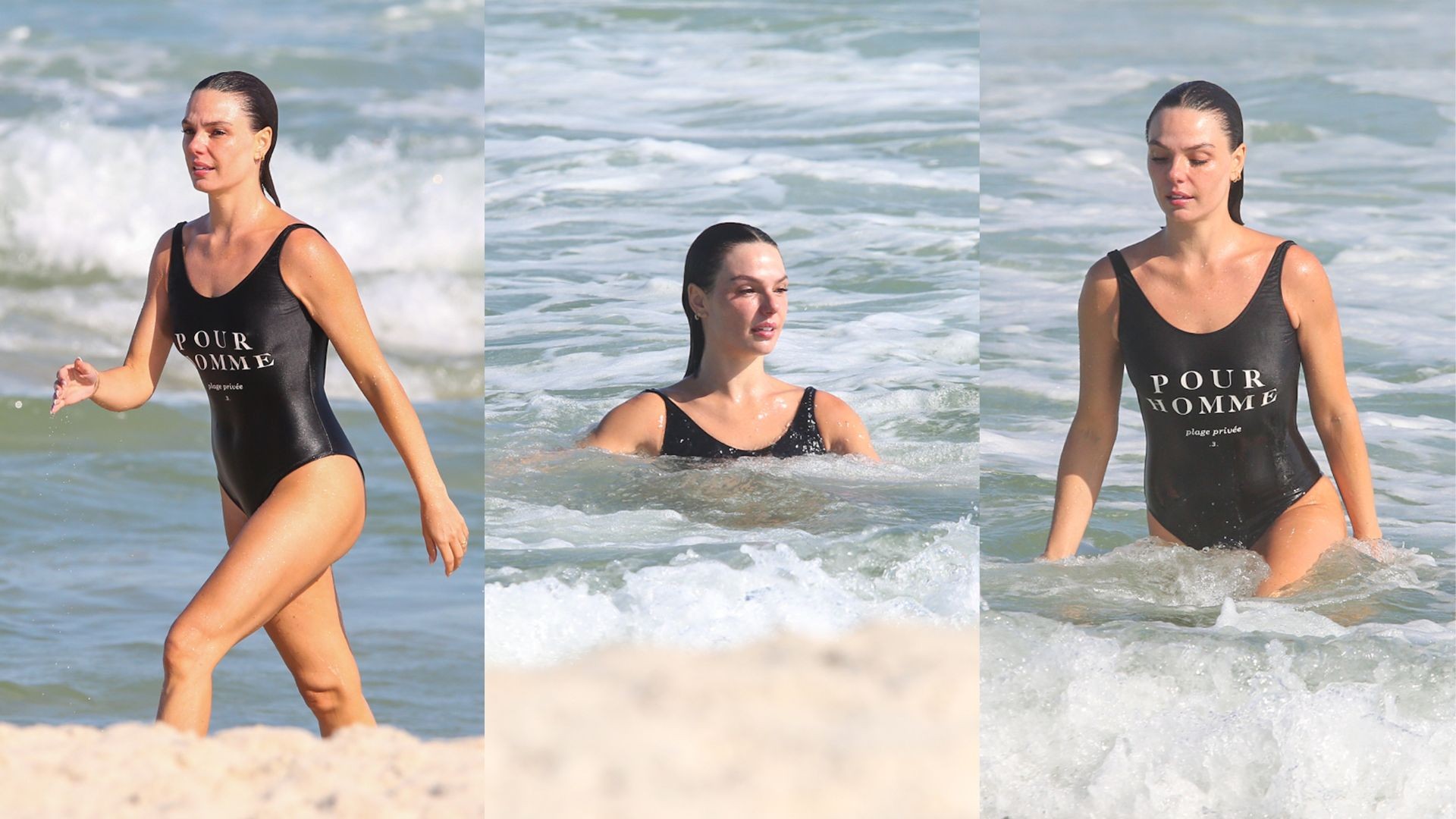 Após casamento, Isis Valverde vai à praia no Rio