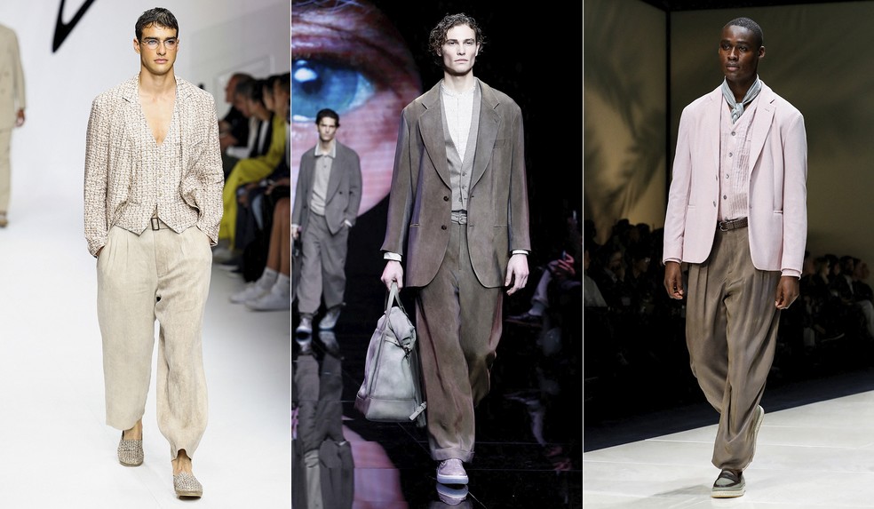 Últimas coleções de Giorgio Armani na Semana de Moda Masculina de Milão — Foto: Reuters