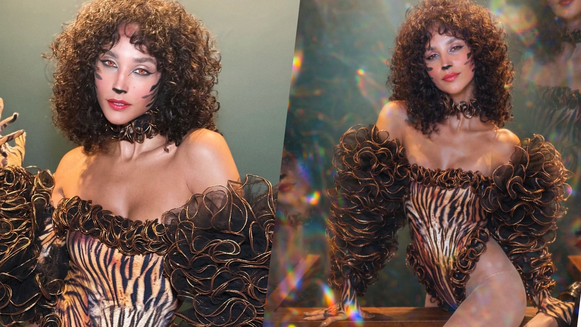 Débora Nascimento abre álbum de Carnaval e arranca elogios com fantasia de felina