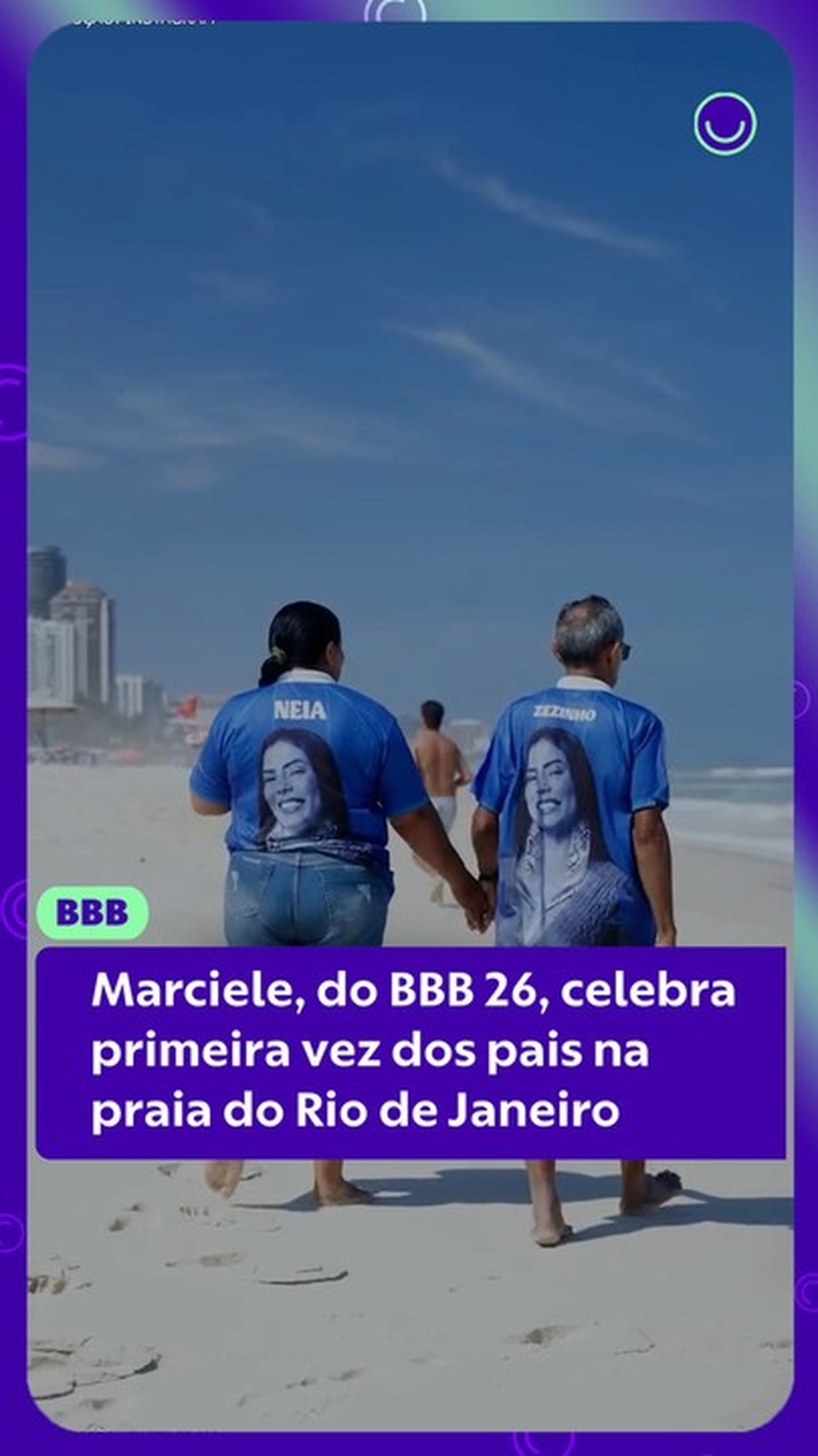 Marciele, do BBB 26, celebra os pais conhecendo o mar pela primeira vez no Rio: 'Eles curtindo a vida'