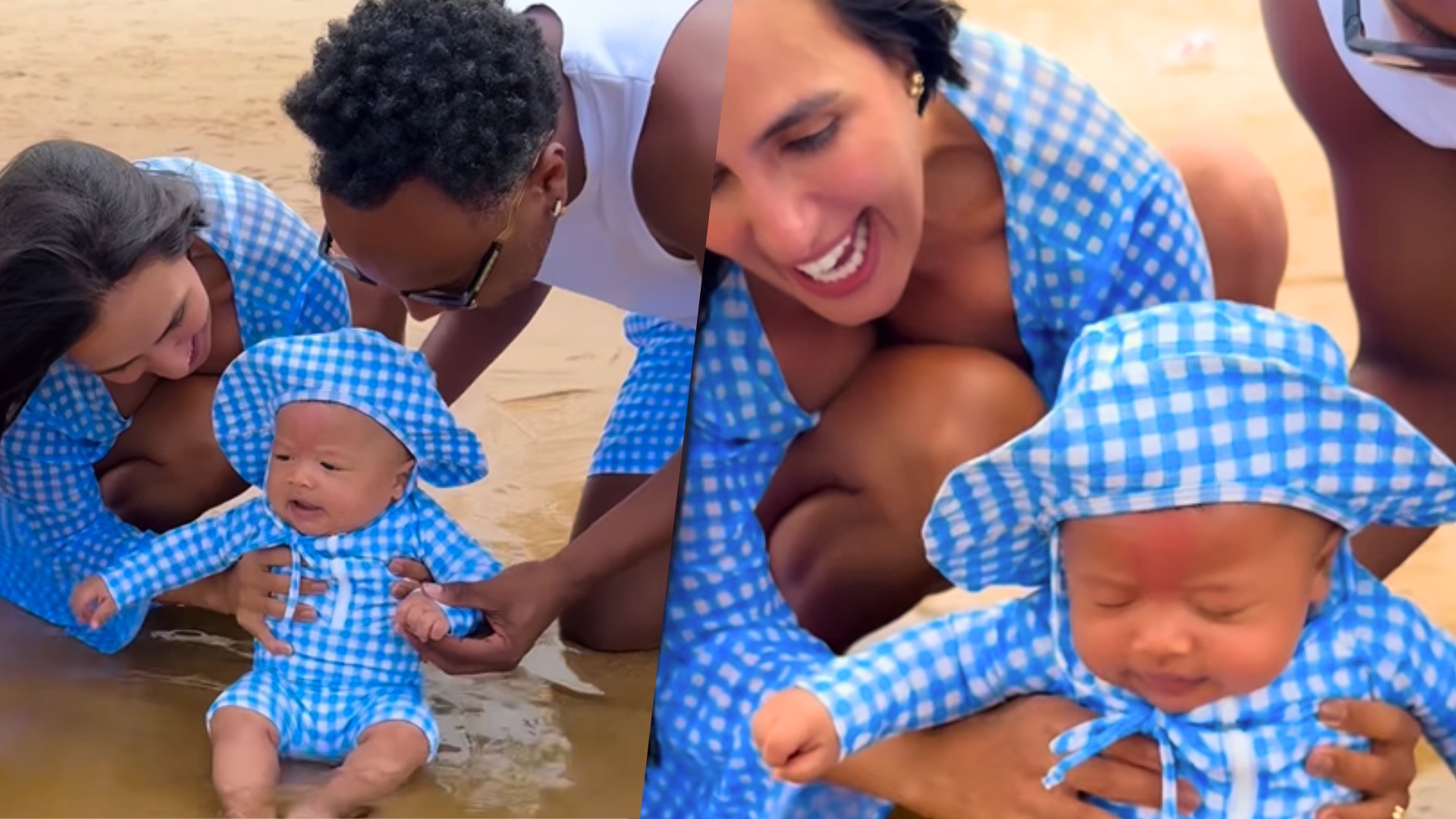 Carol Peixinho publica primeiro banho de mar de Bento, seu filho com Thiaguinho