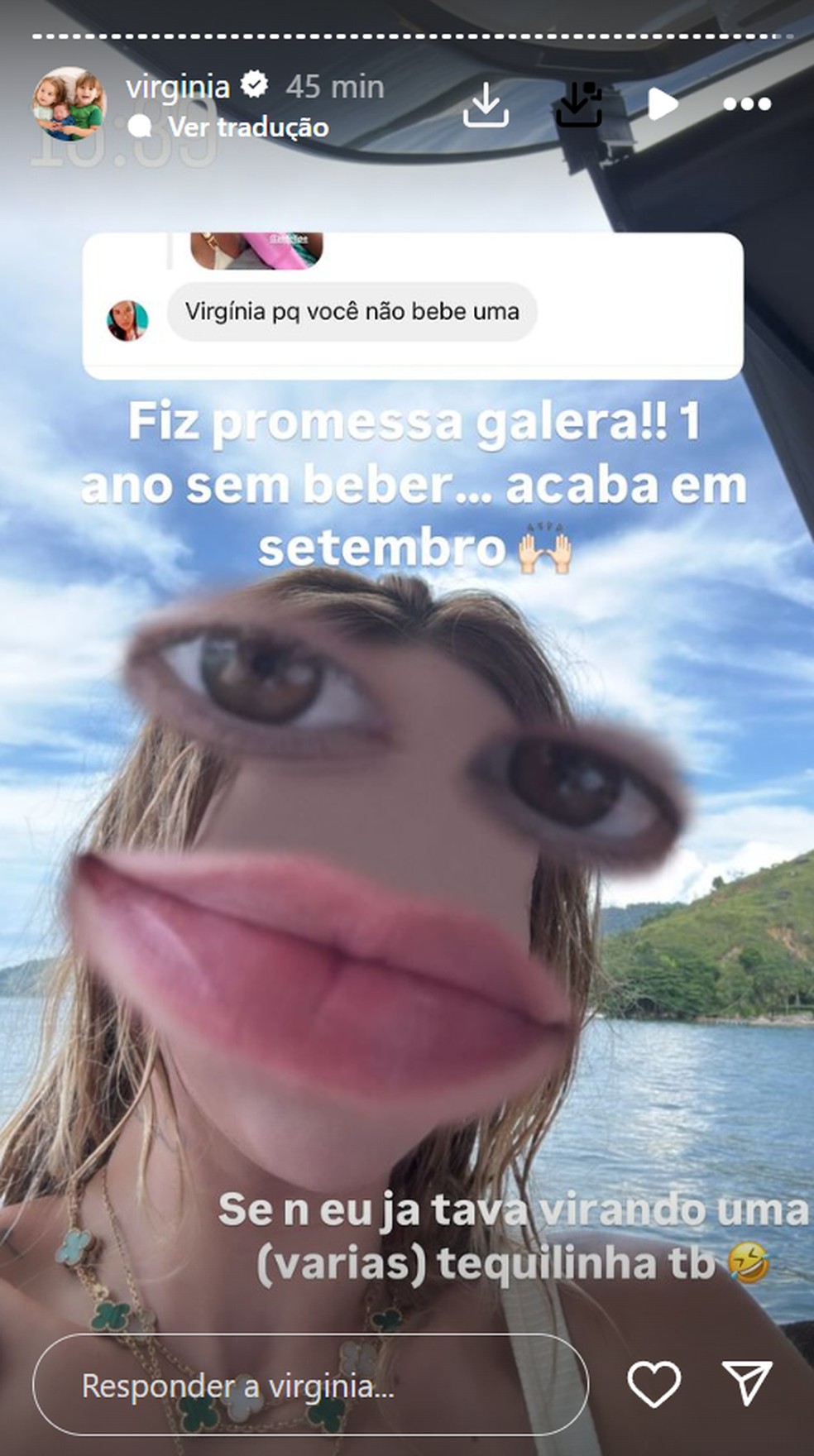 Virginia Fonseca diz que fez promessa para ficar um ano sem beber &mdash; Foto: Reprodu&ccedil;&atilde;o/Instagram