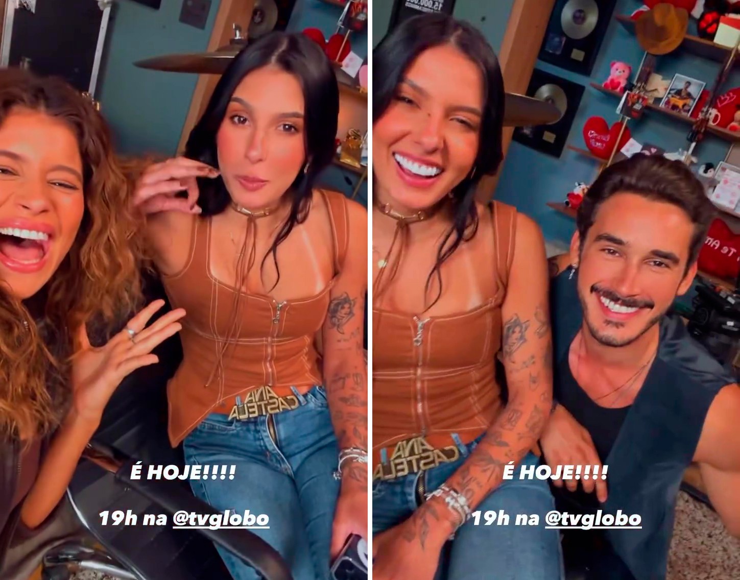 Isadora Cruz se diverte com Ana Castela e Filipe Bragança nos bastidores de Coração Acelerado