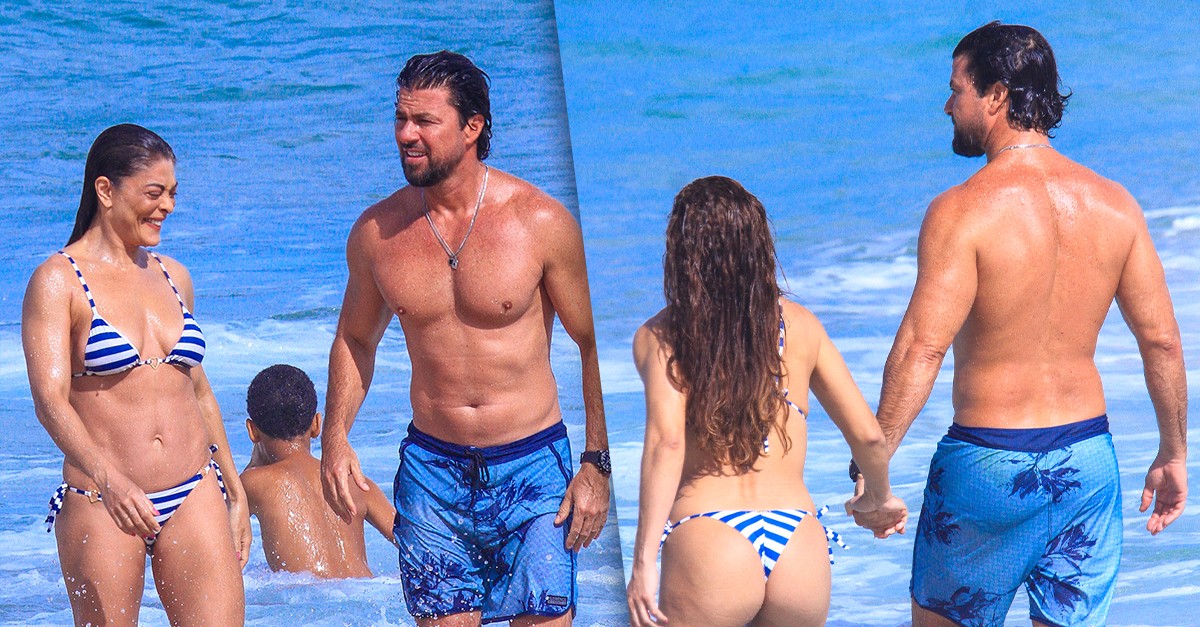 Juliana Paes curte praia com marido no Rio