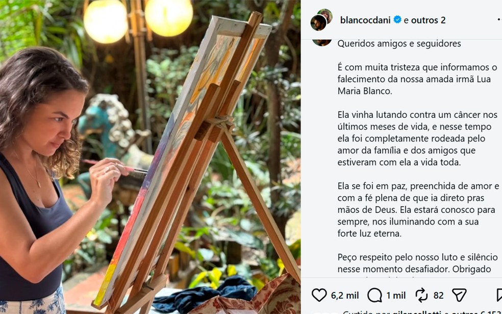 Irmãos informam sobre a morte de Lua Blanco — Foto: Reprodução
