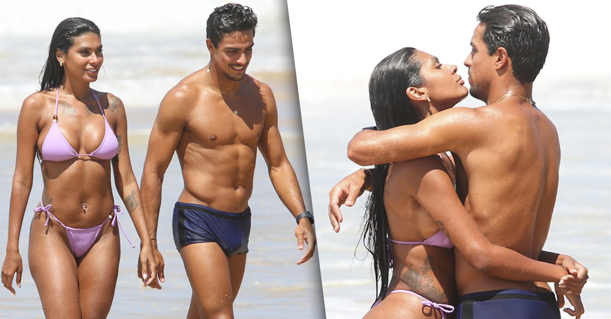 Pocah é vista com affair em clima de romance na pria