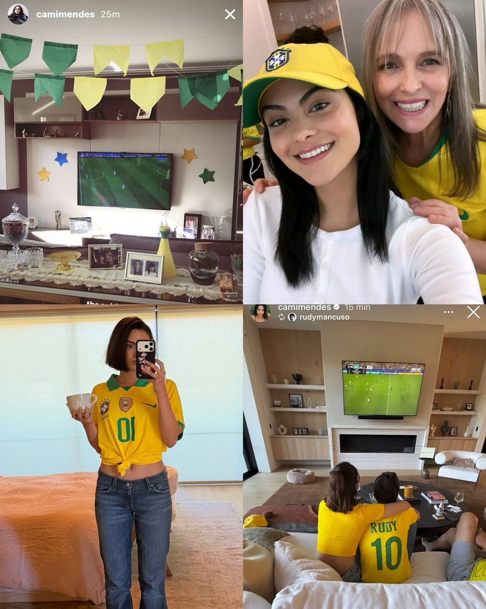 Camila Mendes celebra vitória do Brasil — Foto: Reprodução/Instagram