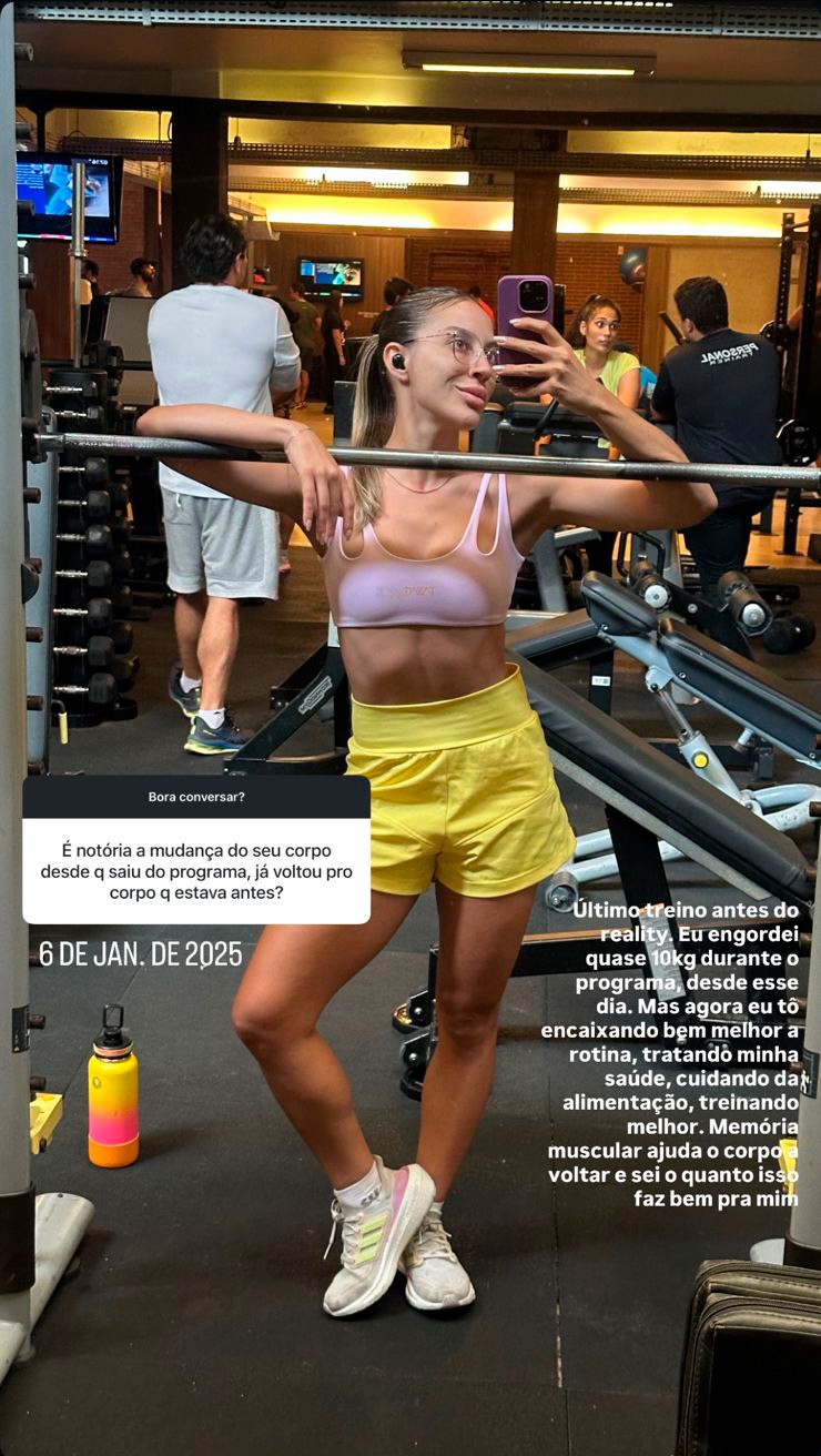 Renata, campeã do BBB 25, comenta mudanças no corpo após reality: 'Engordei quase 10 kg'
