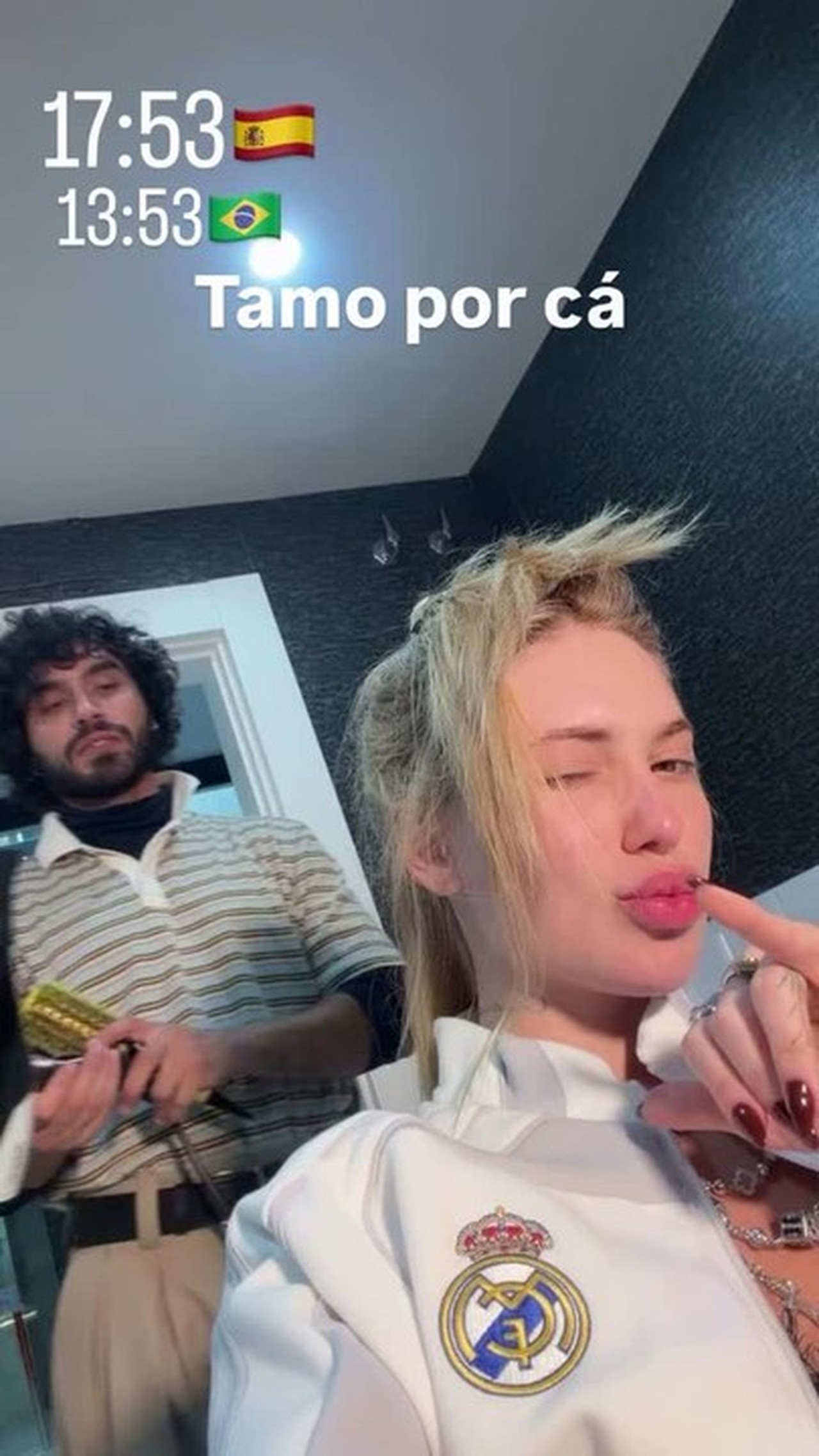 Virginia assiste jogo do Real Madrid do estádio