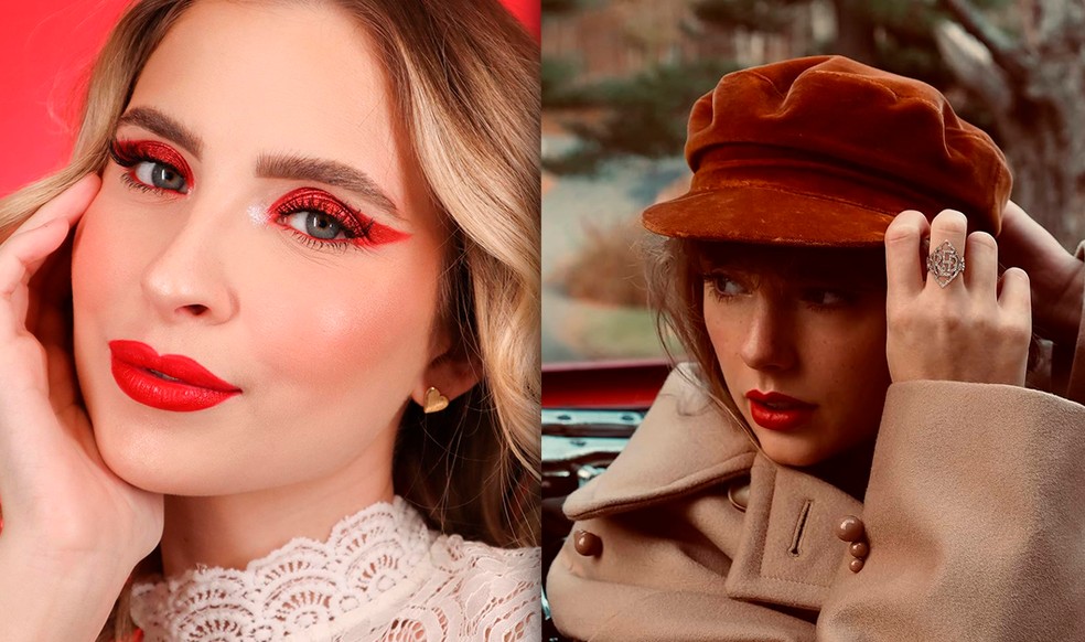 Influenciadora ensina maquiagem temática de Red para shows de Taylor Swift no Brasil — Foto: reprodução/divulgação