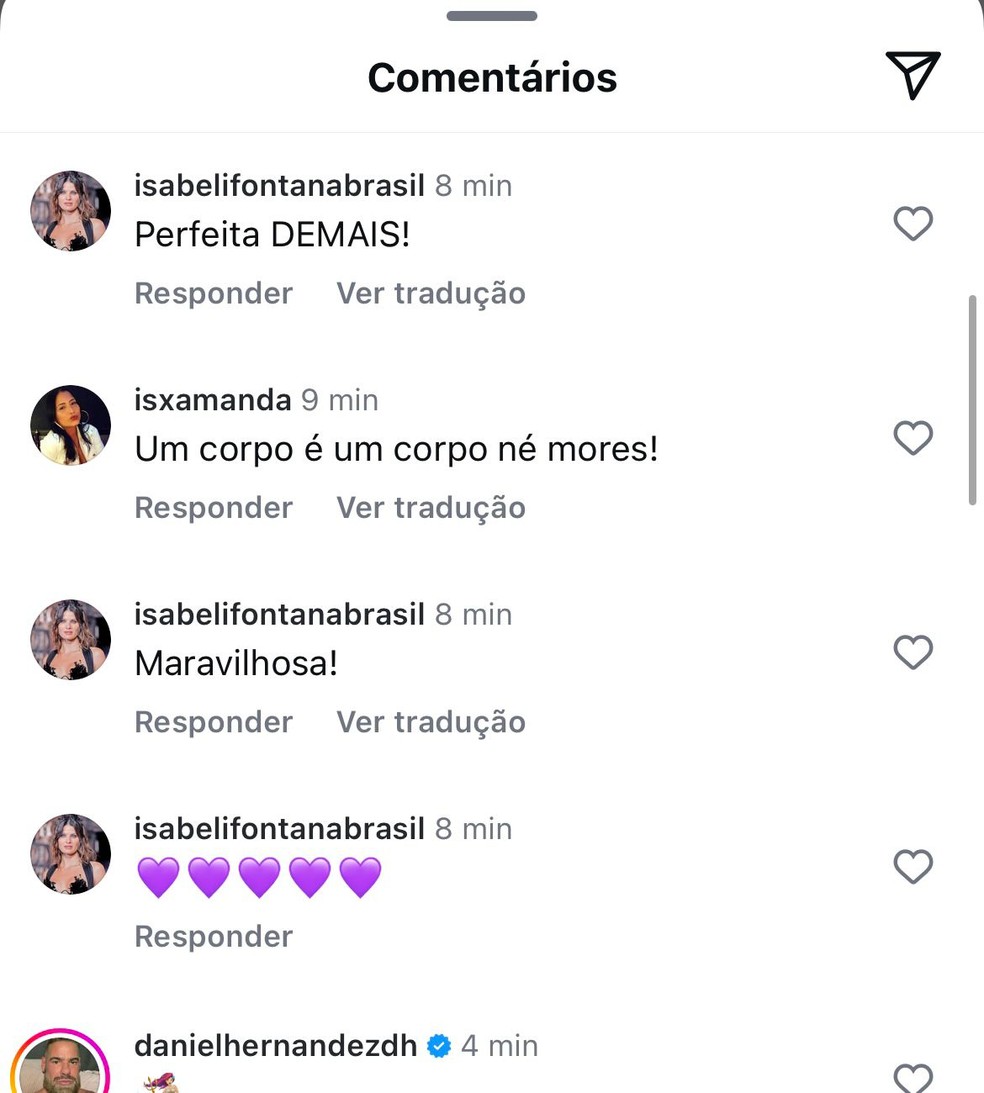 Fãs elogiam Isabeli — Foto: Reprodução/Instagram
