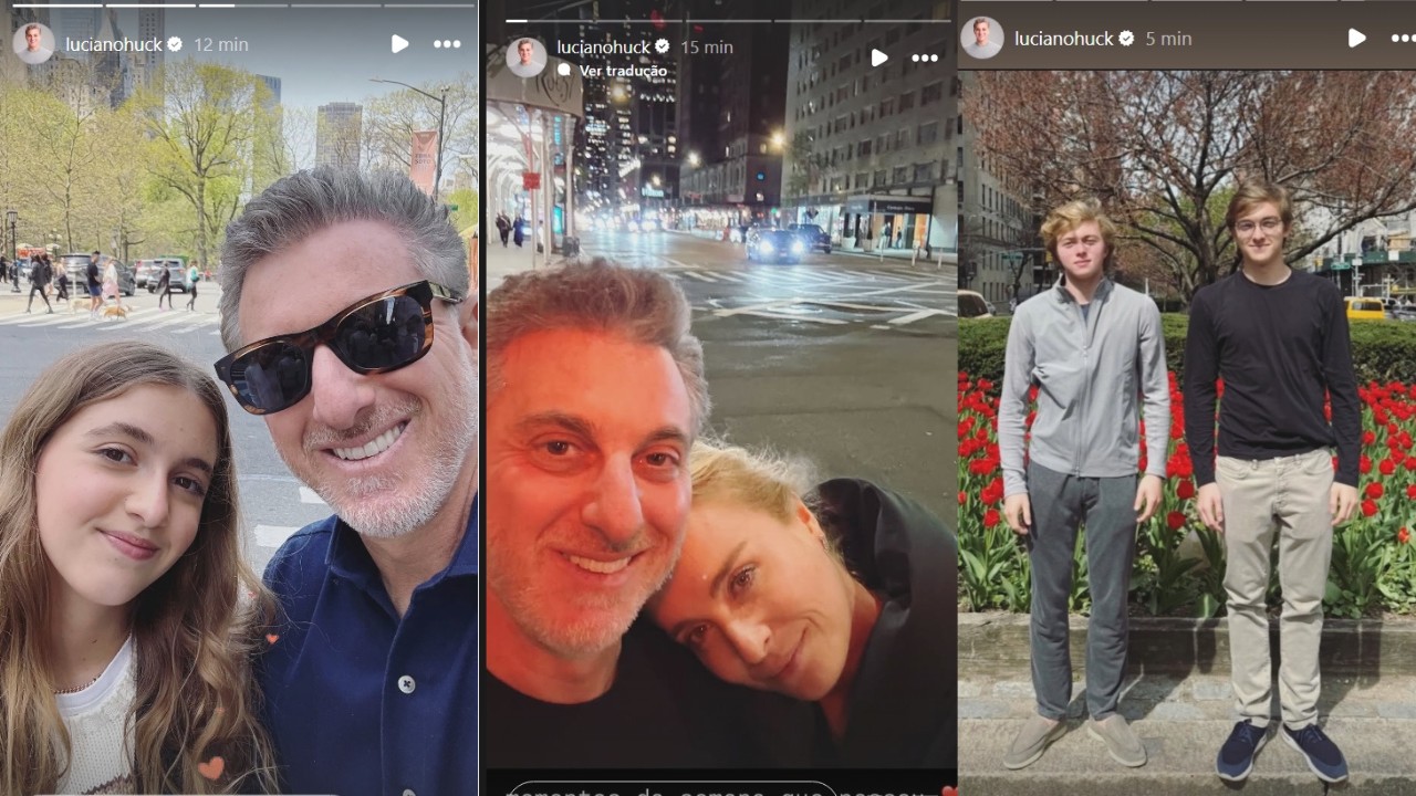 Huck abre álbum de viagem com Angélica e filhos; antes e depois impressiona