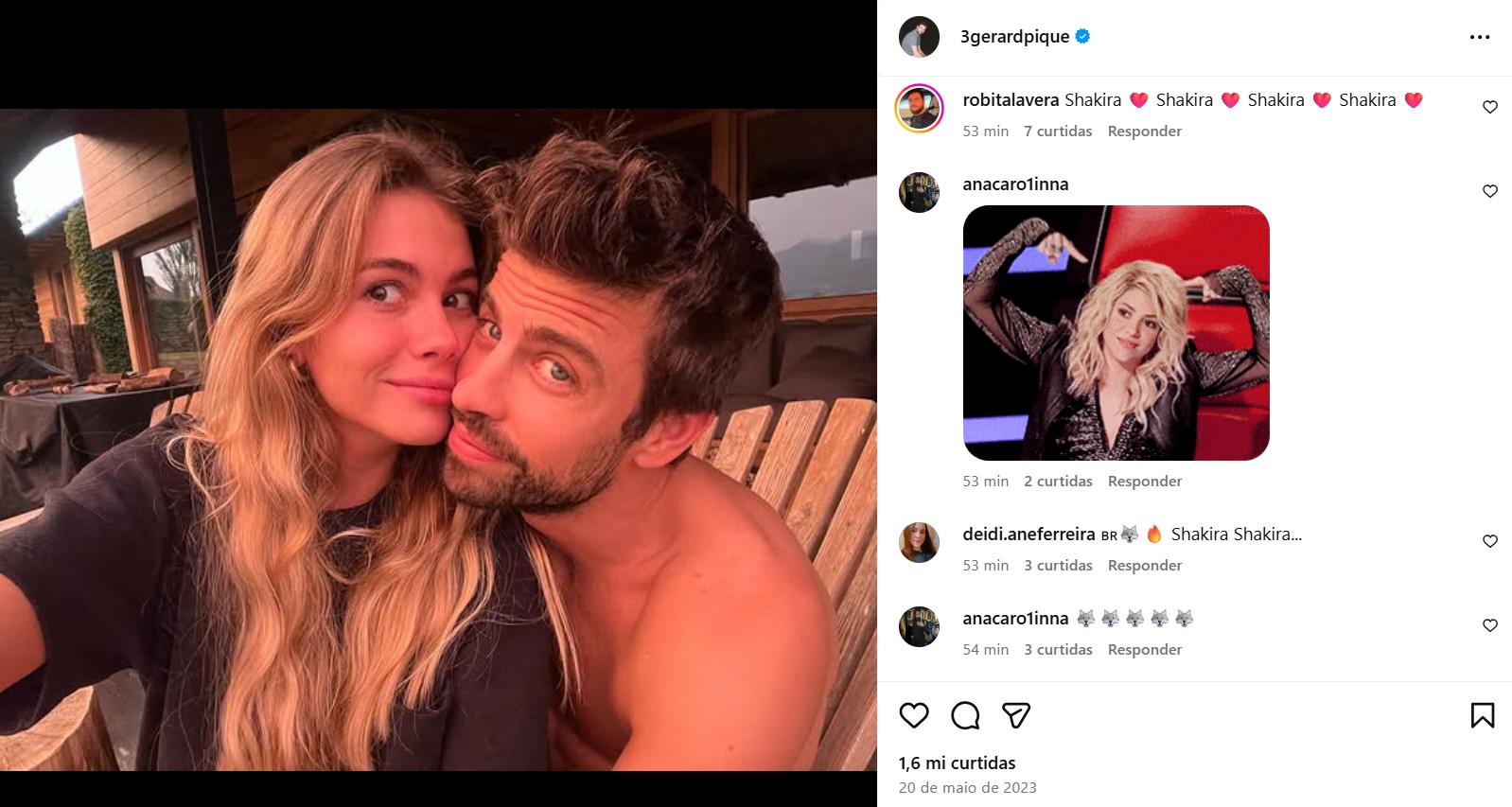 Brasileiros invadem perfil de Gerard Piqué para exaltar Shakira: 'Perdeu, mulher maravilhosa'
