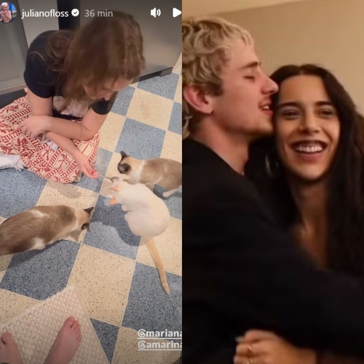 Juliano Floss reage após mãe alimentar gatos e Marina Sena comentar sobre netos: ‘Será?’