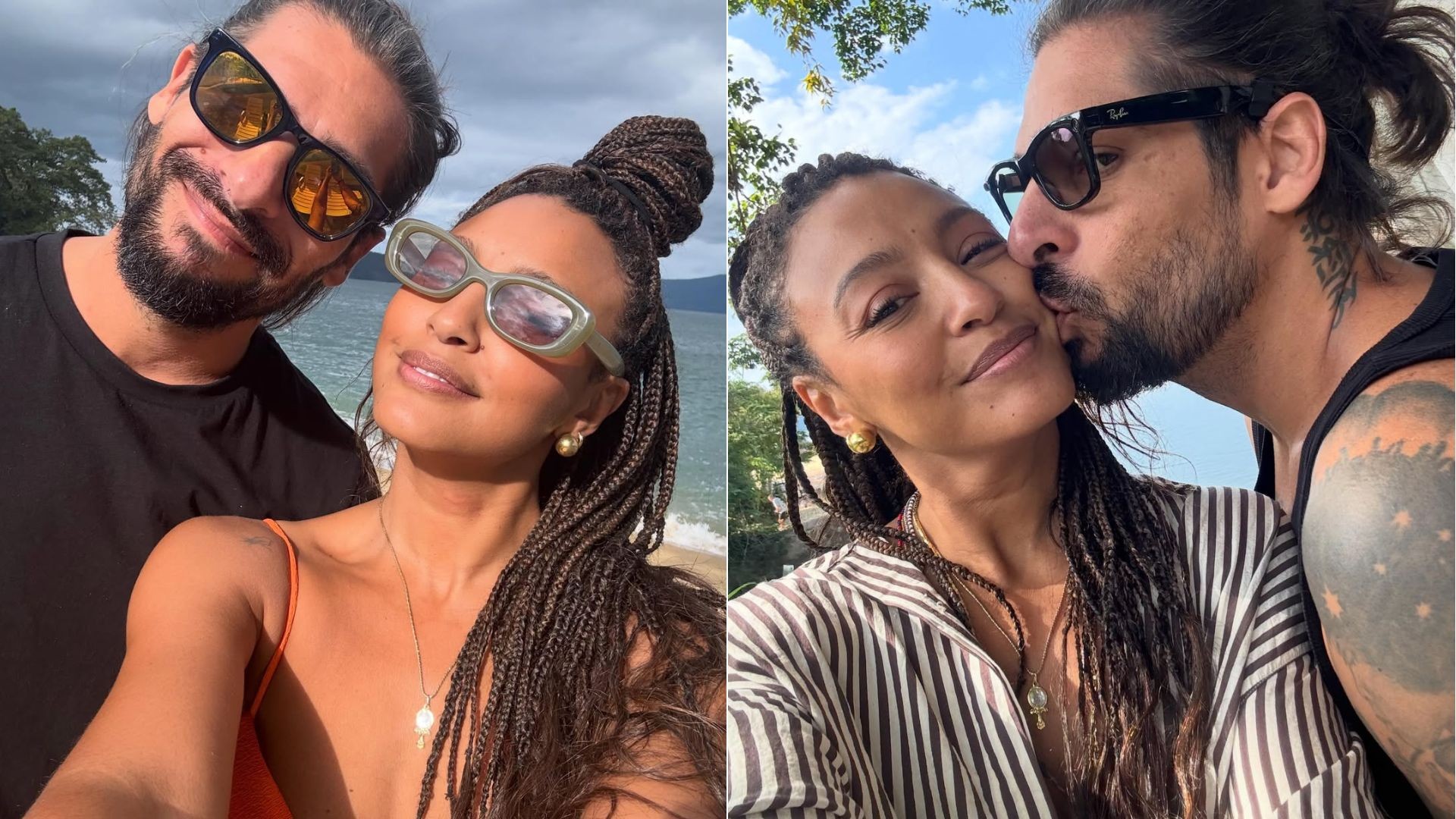 Sheron Menezzes e o marido Saulo Bernard curtem praia em clima de romance: 'Dias de amor'