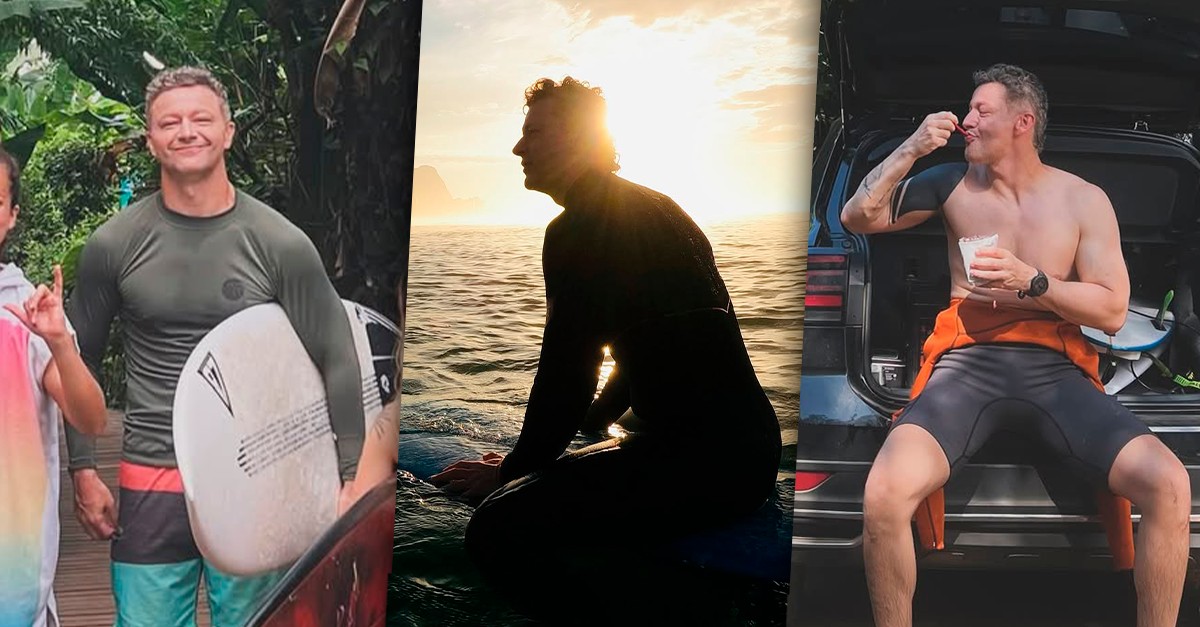 Lucas Lima fala de mudança de vida com surfe e companhia do filho: 'Faz muito bem para mim'