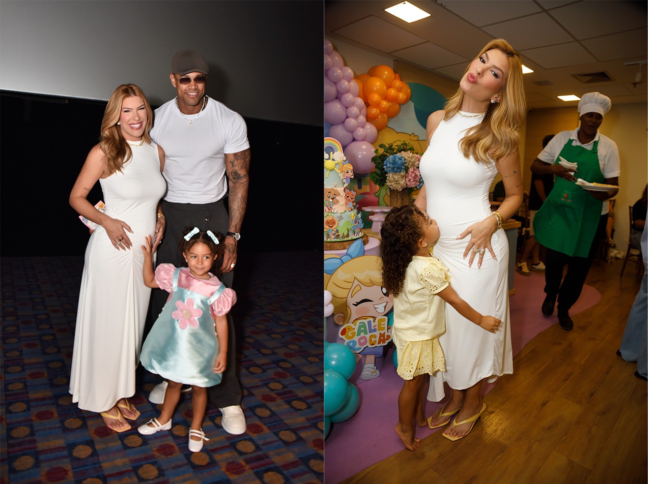 Lore Improta recebe carinho de Léo Santana e Liz no barrigão de grávida