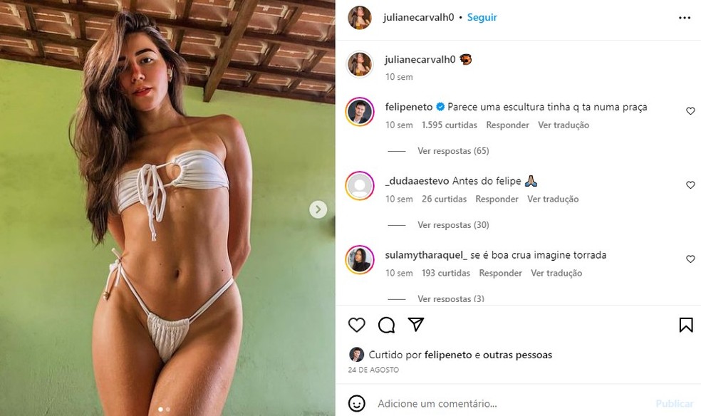Felipe Neto posta primeira foto com Juliane Carvalho, apontada como affair  do r