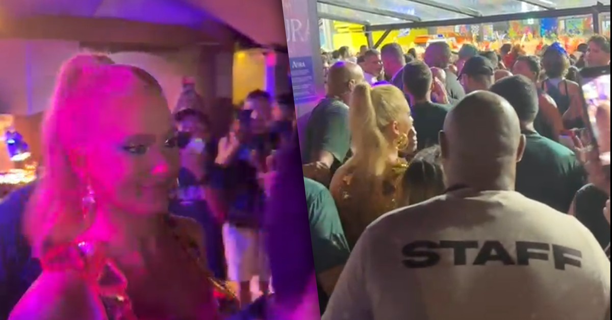 Cercada de seguranças, Virgínia para camarote na Sapucaí, é ovacionada e atende fãs