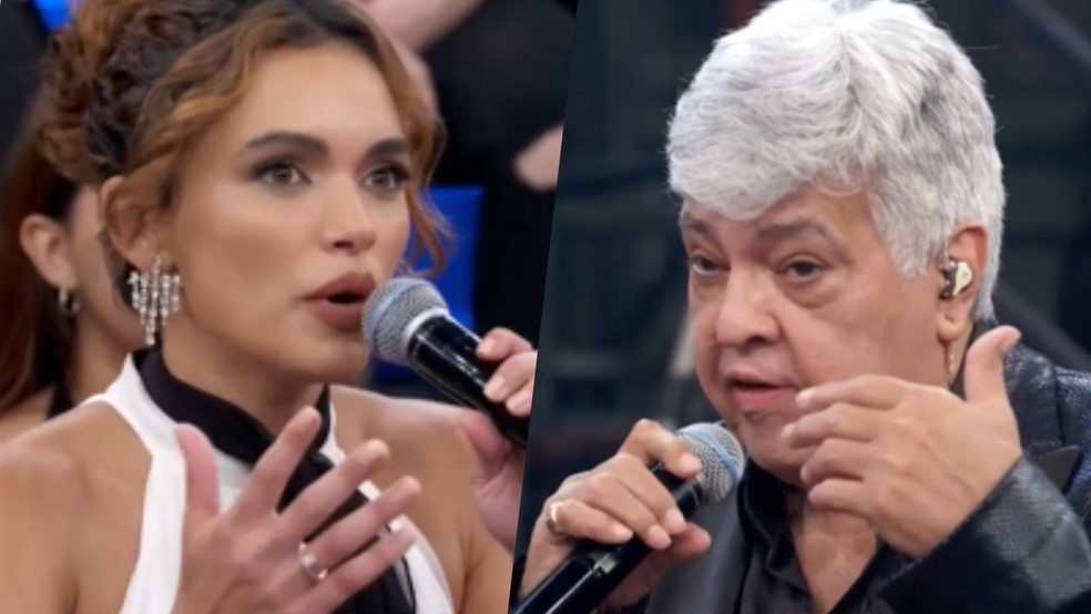 Giovana Cordeiro e Sidney Magal participaram do Altas Horas — Foto: Globo