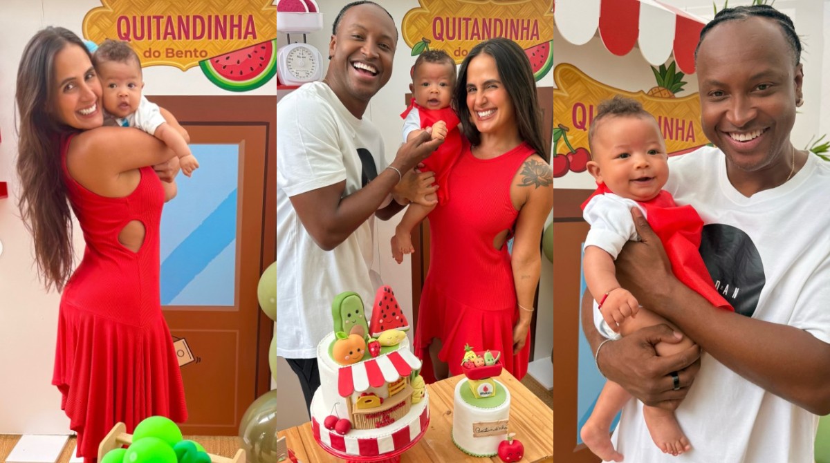 Carol Peixinho compartilha momento fofo de filho com Thiaguinho: 'Bento corintiano e o papai amando'