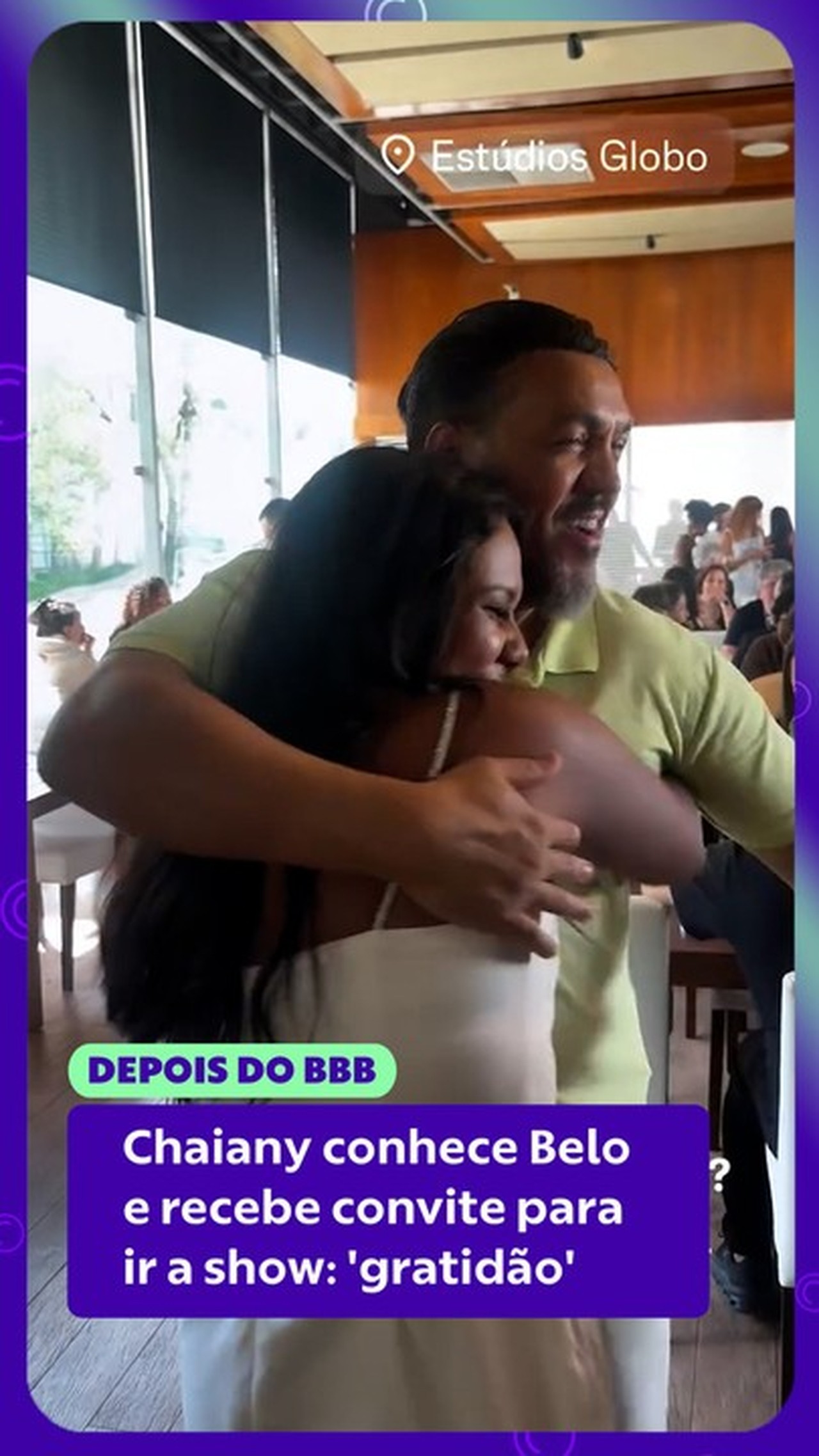 Chaiany conhece Belo e recebe convite para ir a show: 'Gratidão'