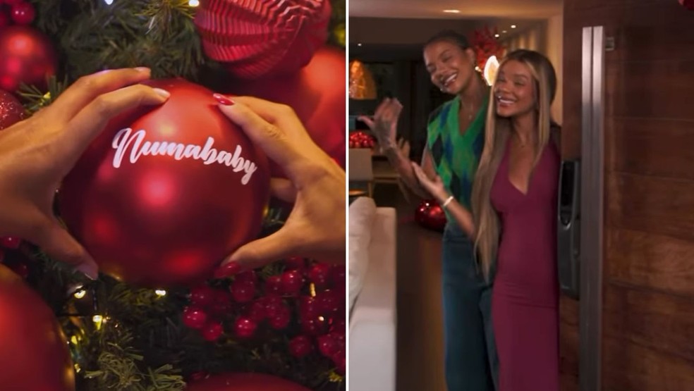 Ludmilla e Brunna Gonçalves celebram gravidez em decoração de Natal — Foto: Reprodução/Instagram